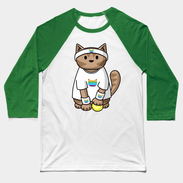 Tennis Cat Baseball T-Shirt by Doodlecats 